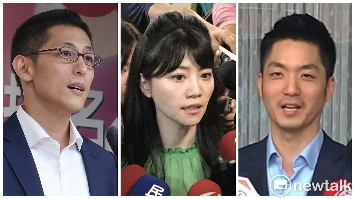 台北市立委選情網路聲量前十名，民進黨高嘉瑜奪冠（中）、民進黨吳怡農（左）位居第二、國民黨蔣萬安第三名（右）。 圖：新頭殼合成照