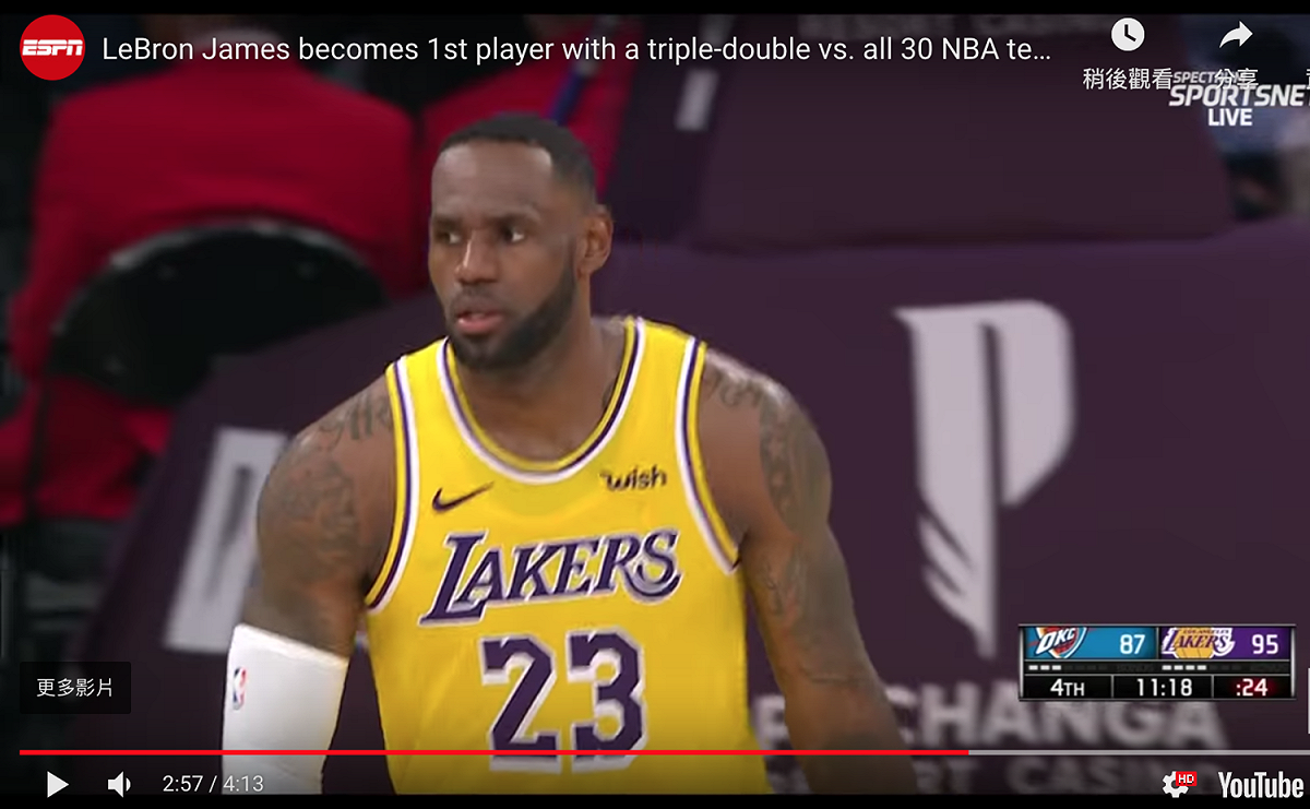 LeBron James。 圖／翻攝自YOUTUBE