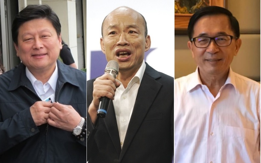 韓國瑜對支持者喊出「得民心得天下，得民調得痔瘡」，傅崐萁、陳水扁意外中槍。 圖:新頭殼合成