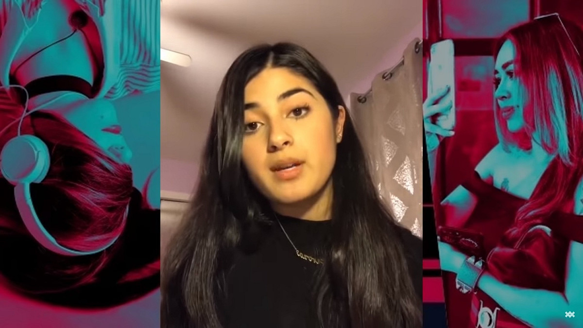 17歲美國少女費羅扎．阿齊茲（Feroza Aziz）利用美妝教學包裝新疆再教育營資訊，引發社群熱烈討論。 圖：翻攝自 Viral Curiosity YouTube 頻道