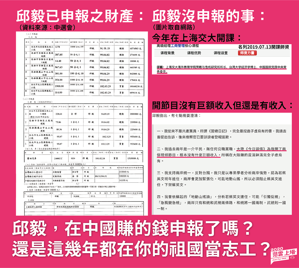范雲：邱毅中國財產申報了嗎？還是都在你的祖國當志工？