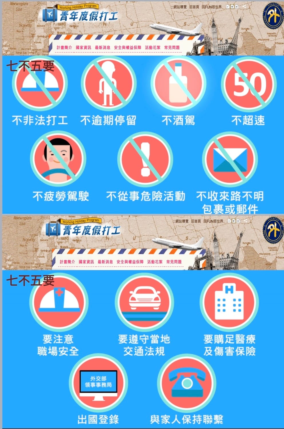 青年赴海外度假打工需知。 圖：外交部提供
