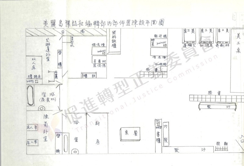 美麗島雜誌社平面圖。 圖：促轉會提供