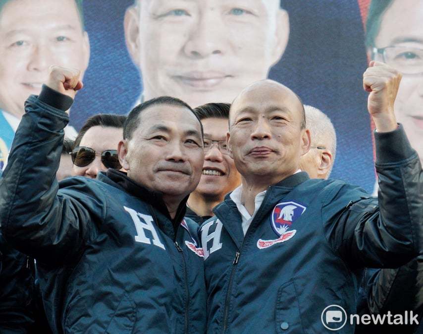 國民黨總統候選人韓國瑜於新北市造勢，與新北市長侯友宜同台。 圖：張良一/攝
