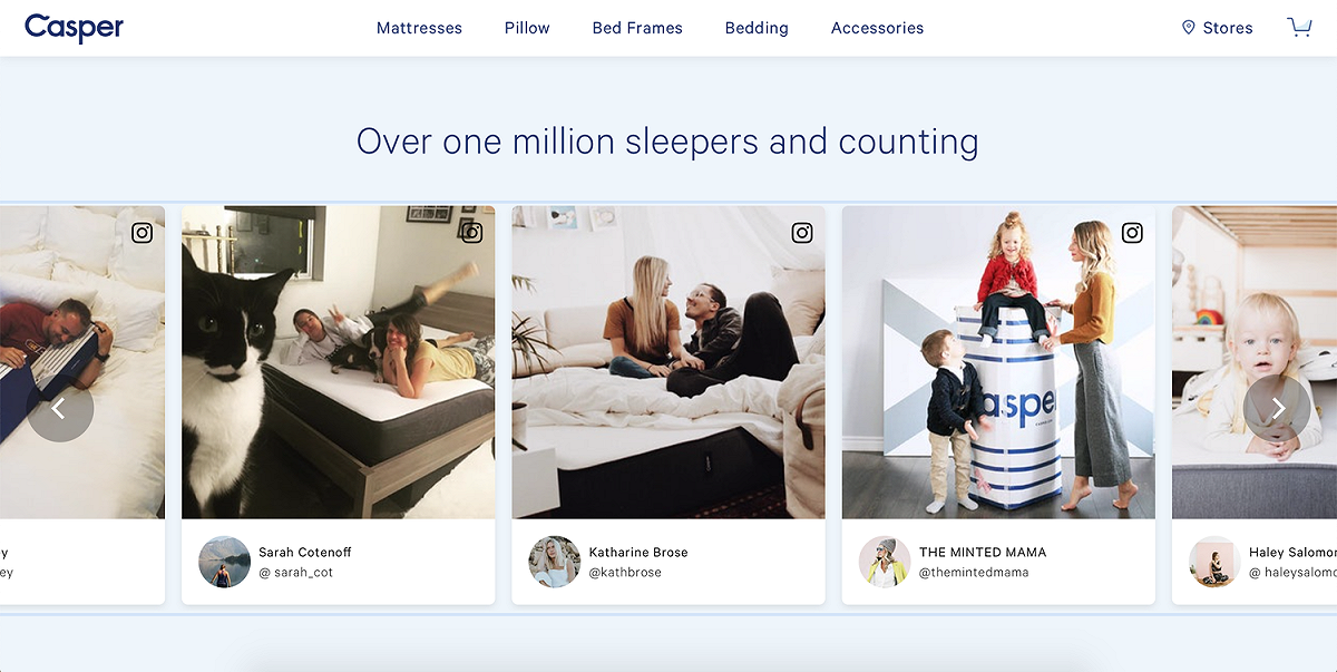 擁有廣大的粉絲群、做源源不絕「購買證言」，讓 Casper 在網路社群受到巨大關注。 圖：取自Casper官網