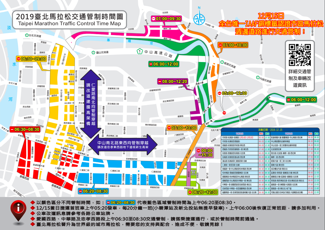 2019台北馬拉松管制時間圖 圖：台北市警察局/提供