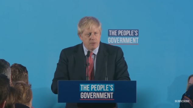 英國保守黨在下議院選舉大獲全勝，首相強生承諾將回報選民的信任如期脫歐。 圖：翻攝YouTube