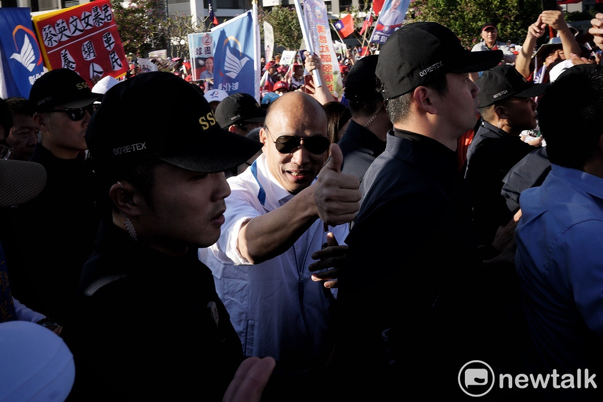 韓國瑜今（14）天出席國民黨立委候選人蕭景田的競選總部成立大會。 圖：張良一/攝
