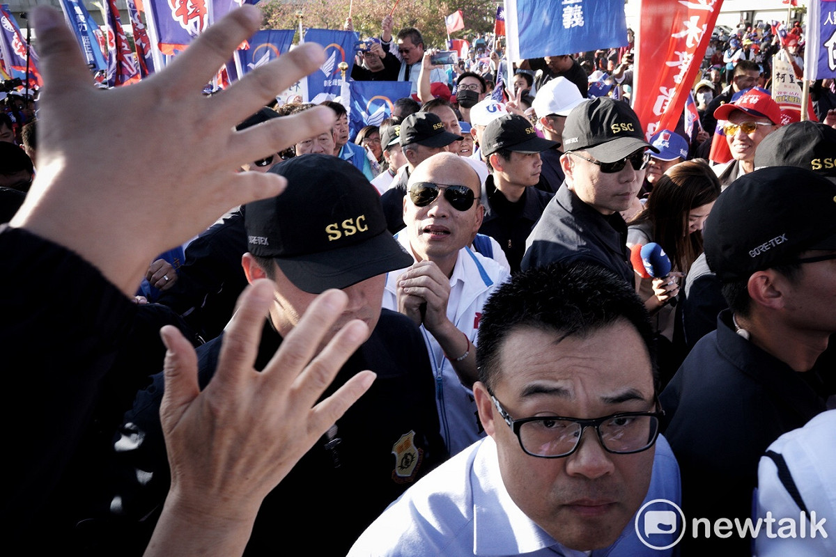 國民黨大咖和韓國瑜14日下午齊聚彰化挺蕭景田。 圖：張良一/攝