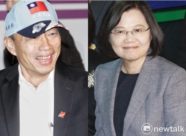 總統蔡英文與國民黨總統參選人韓國瑜。 圖：張良一/攝（新頭殼合成）