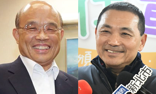 行政院長蘇貞昌與新北市長侯友宜今 (22) 天同台出席中角灣基地啟用儀式，兩人同時對昨天挺韓、罷韓遊行和平落幕表示讚賞。 圖：新頭殼合成