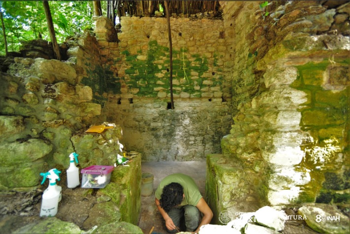 這座宮殿遺跡位於庫魯巴考古區的東部，研判西元600至1050年間可能有2段時期長期有人居住。 圖：取自INAHmx推特