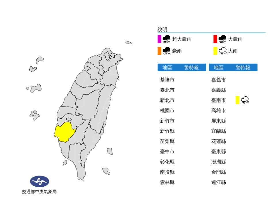 台南大雨特報 早晚偏冷注意保暖