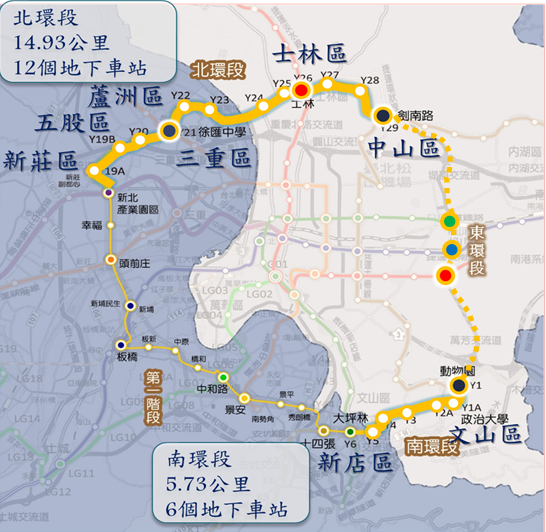 首都圈環狀線規劃。 圖：翻攝自台北市捷運工程局網站