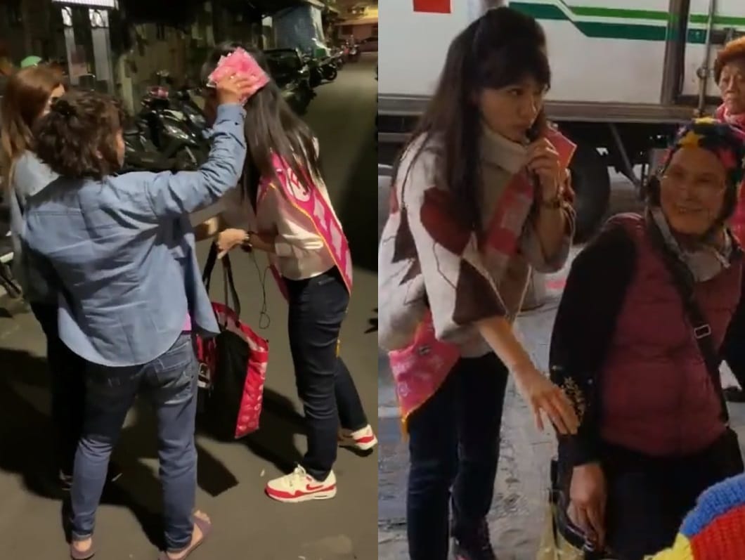 高嘉瑜挨家挨戶謝票，深受長輩喜愛。 圖:翻攝自高嘉瑜臉書直播