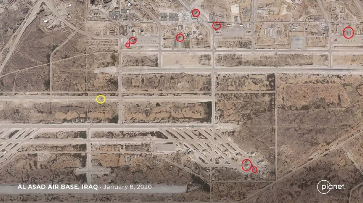 陸媒軍事評論員發現，美國在伊拉克的「阿薩德」空軍基地有9處遭破壞。 圖：翻攝自「觀察者網」新聞