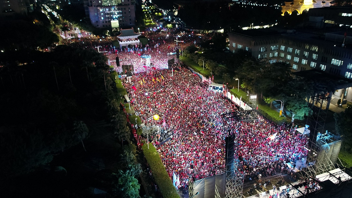韓國瑜凱道造勢空拍圖。 圖：韓國瑜競選辦公室提供