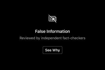 IG上的照片一旦被系統發現有修圖痕跡，就會被標記為「錯誤資訊」並遮蔽，使用者得點開才能看到照片。 圖：翻攝自攝影師哈里曼（Toby Harriman）臉書