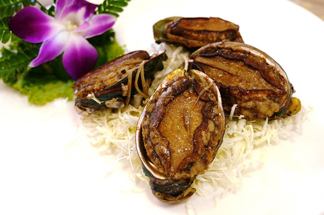 麻油煎貢寮鮑是貢寮漁家進補料理，將燙至半熟的九孔以薑及麻油煎到全熟就完成。 圖：新北市農業局提供