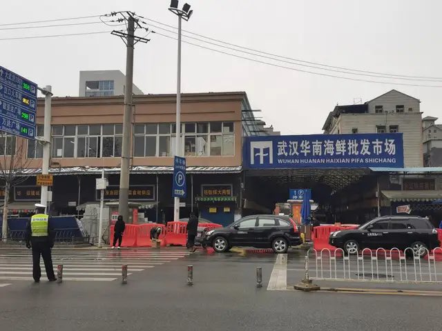 武漢華南海鮮批發市場內有攤商販賣野味。 圖：翻攝自推特