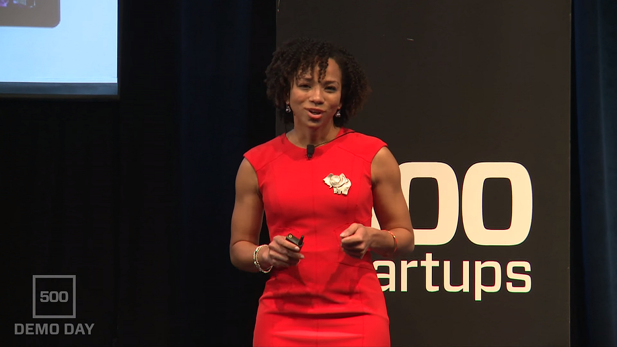 Melissa Hanna 在 500 Startup 第 15 屆 Demo Day 簡報。 圖：取自 500 Startup YouTube