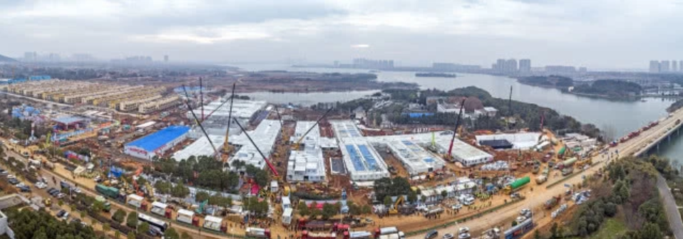 火神山醫院空拍圖。 圖：翻攝自微信