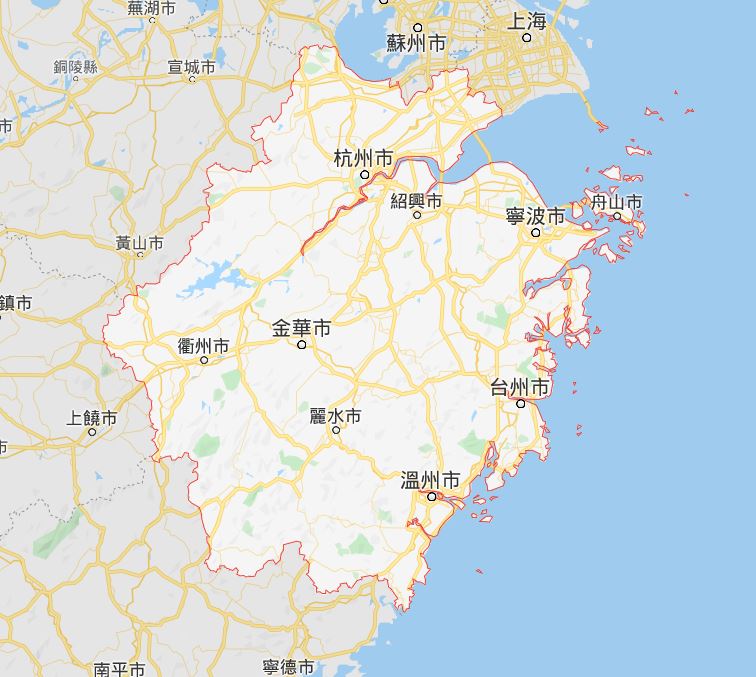 2月5日起浙江省列二級流行地區，有旅遊史者入境後需居家檢疫。 圖：翻攝自Google map