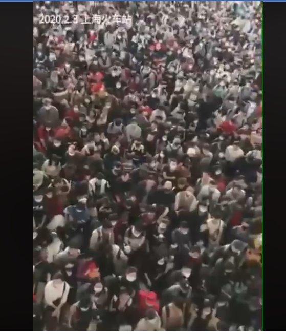 立委王定宇在臉書分享台幹的影片，上海火車站交通大亂，從疫區逃離的人去向不明，真的是公衛防疫的煉獄。 圖：翻攝自王定宇臉書
