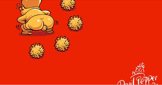 流亡在外的中國時政漫畫家王立銘在其粉絲專頁「變態辣椒」發文表示，「華要這樣辱：五屎紅旗」。 圖：翻攝自變態辣椒臉書