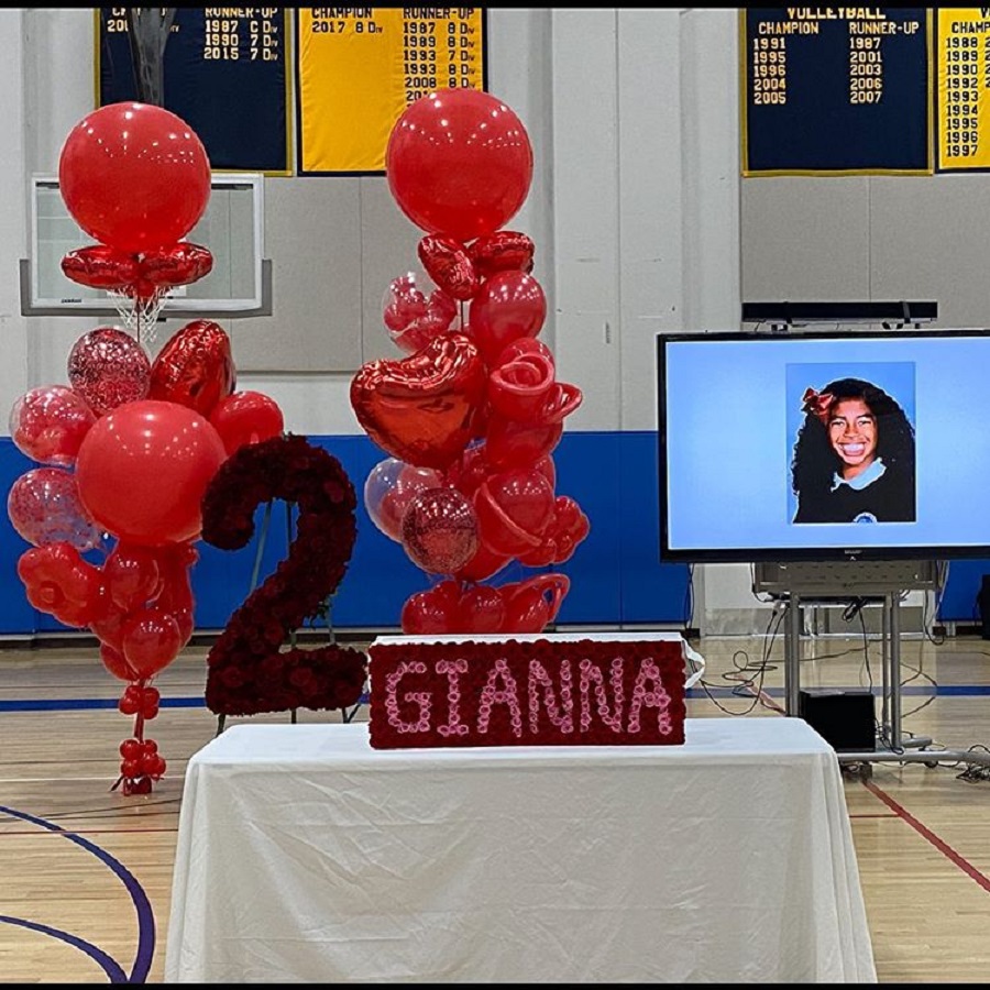 Gianna Bryant墜機意外喪生，她生前就讀的中學正式退休她的2號球衣。 圖／取自Vanessa Bryant Instagram