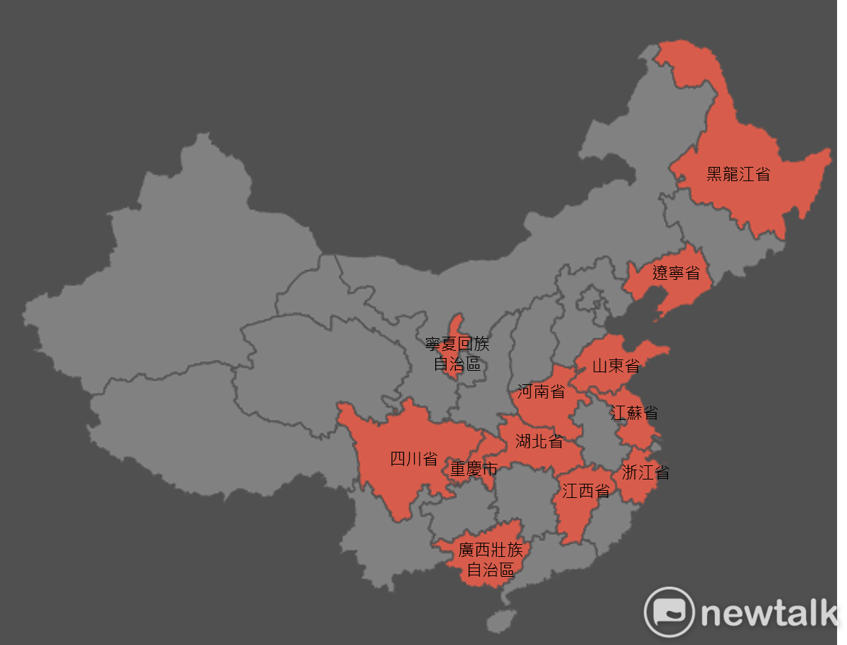 中國55封城地區。 圖：新頭殼製圖