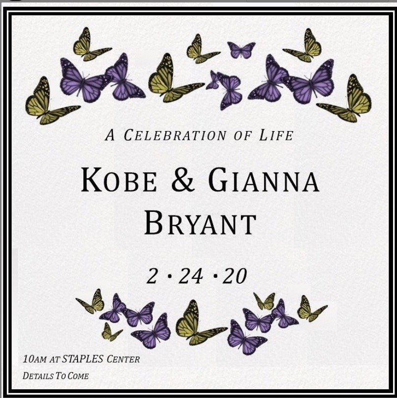 Kobe的妻子Vanessa Bryant今日透露，Kobe和Gianna的追思會將在24日上午10時於洛杉磯市中心的史泰博中心體育館舉行。 圖：翻攝自Vanessa Bryant的 IG