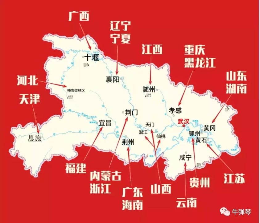 「對口支援」(經濟或實力較強的一方，給予另一方援助)地圖。 圖：翻攝自微信