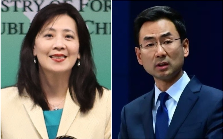 外交部發言人歐江安(左)、中國外交部發言人耿爽(右)。 圖:新頭殼合成