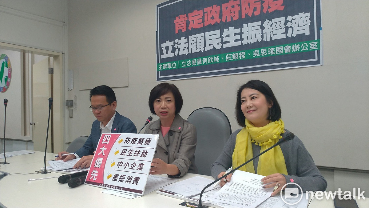 何欣純提出「因應嚴重特殊傳染性肺炎民生紓困暨振興產業特別條例」草案。 圖 : 陳佩君/攝