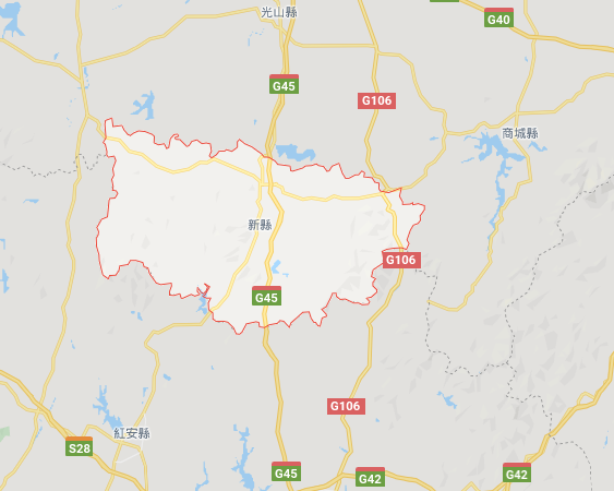 河南省新縣表示，若有湖北省(武漢市)居住、旅行、接觸史的民眾，居家隔離時間期滿14天的，一律再延長7天。 圖：翻攝自Google地圖