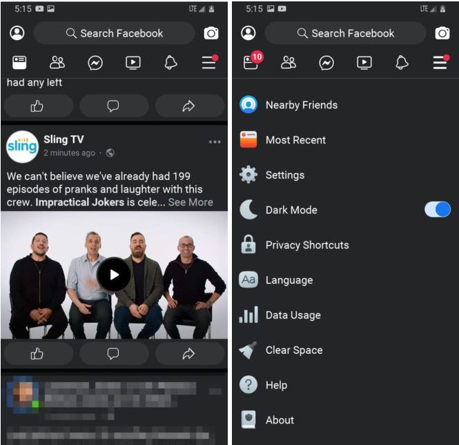 臉書推出夜間模式，在輕量版程式「Facebook Lite」APP上率先啟用。 圖：取自國外科技網站Android Police