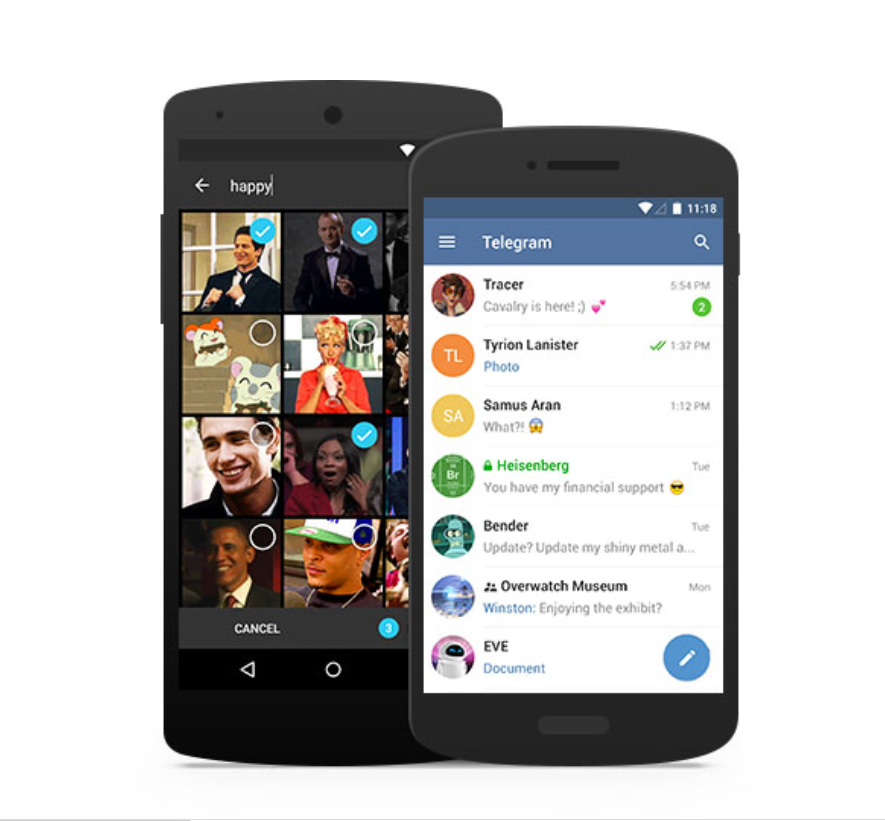 台灣 Google Play、App Store 上的排名於一月中開始，Telegram連續幾天打敗LINE。 圖：取自Telegram官網。
