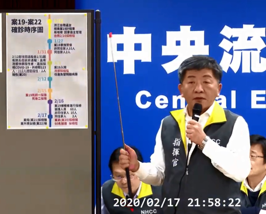 中央流行疫情指揮中心今指揮官陳時中今(17)晚宣布，國內新增2例武漢肺炎(COVID-19)確診病例。 圖：翻攝自YouTube（資料照）