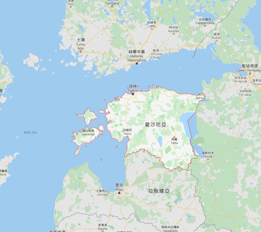 愛沙尼亞出現第一起武漢肺炎確診案例。 圖：翻攝自Google map