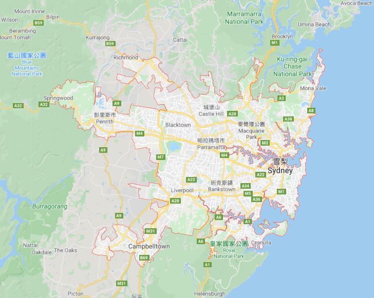 雪梨傳出首例本土感染案例。 圖：翻攝自Google map