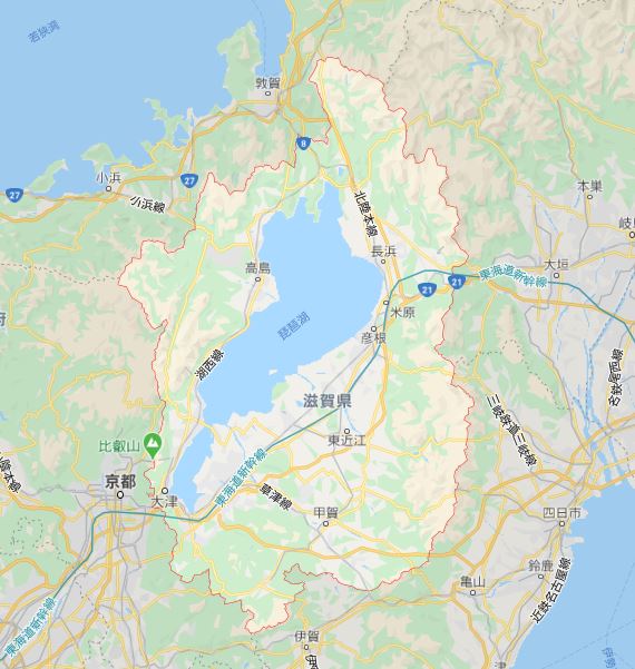 日本滋賀縣出現武漢肺炎確診首例，病患近期無旅遊史。 圖：翻攝自Google map