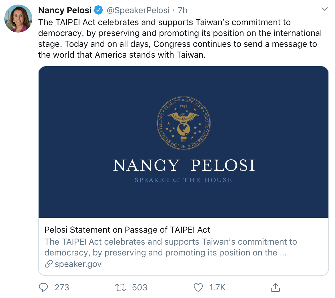 圖：翻攝自「Nancy Pelosi」Twitter