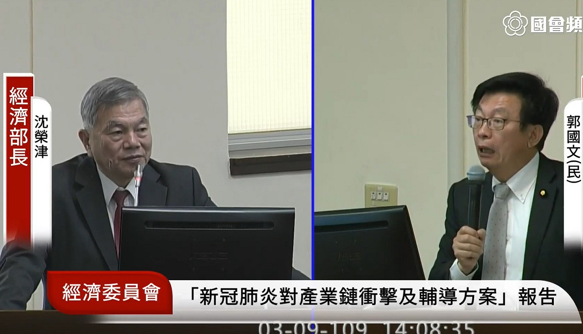 立委郭國文提議，若抵用券可用於叫外賣，可提早啟動，免得振興方案緩不濟急。 圖：擷取自國會頻道