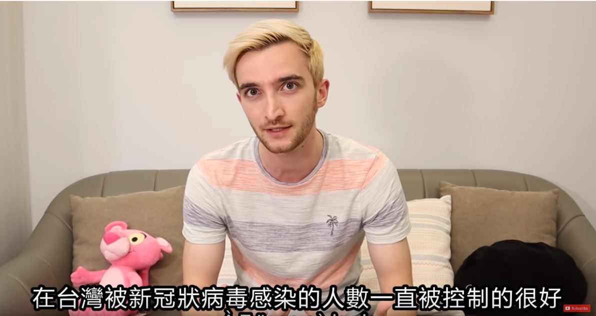 法國網紅路易稱讚台灣的防疫措施。 圖：截取自Bonjour Louis! 我是路易YouTube