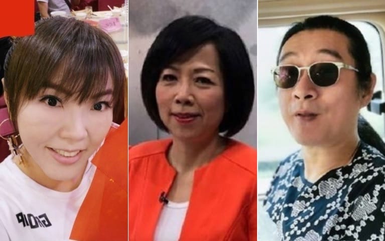 堅持為新冠肺炎「正名」的赴中發展藝人黃安、劉樂妍，以及資深媒體人黃智賢。 圖：新頭殼合成