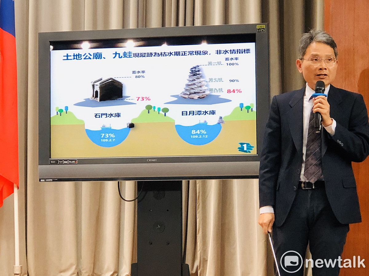 經濟部水利署長賴建信今（12）天在行政院會記者會說明水情。 圖：謝莉慧/攝