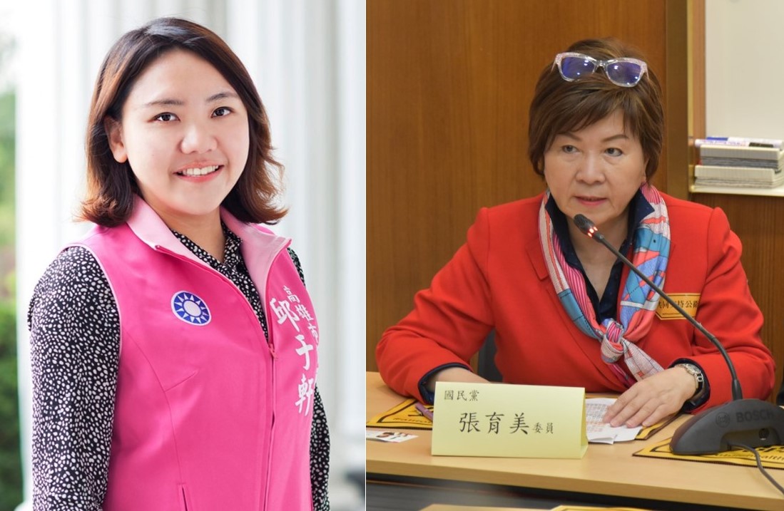 針對國民黨立委張育美（右）13日在立院質詢的表現，同黨籍議員邱于軒（左）也發文直呼「實在看不下去！」 圖：新頭殼合成
