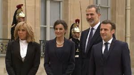 西班牙國王菲利佩六世（Felipe VI）(右二)與法國總統馬克宏(右一) 圖 : 翻攝自youtube