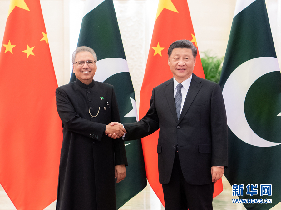 中國國家主席習近平與巴基斯坦總統艾維（Arif Alvi）。 圖：翻攝新華網